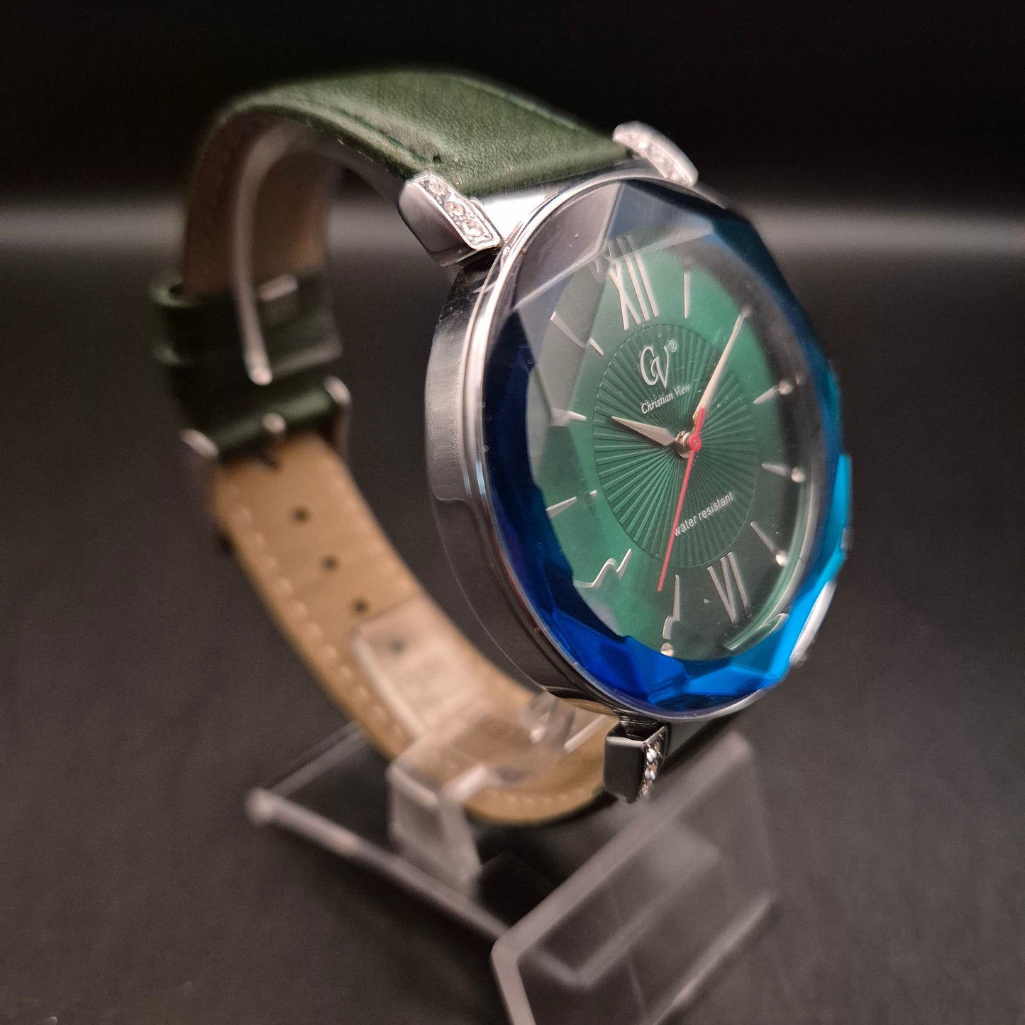 Christian View Damen Armbanduhr mit facettiertem Glas & grünem Zifferblatt - Bild 8