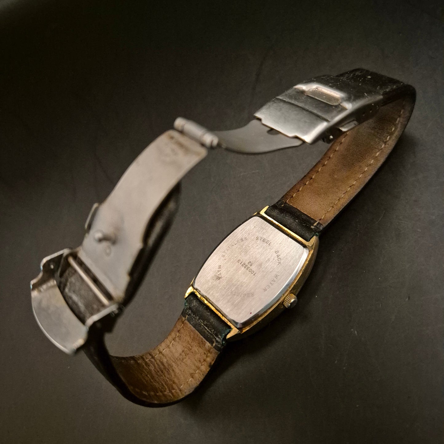 Vintage Regent Quartz Armbanduhr, Goldfarben, Datum, Lederband - Bild 3