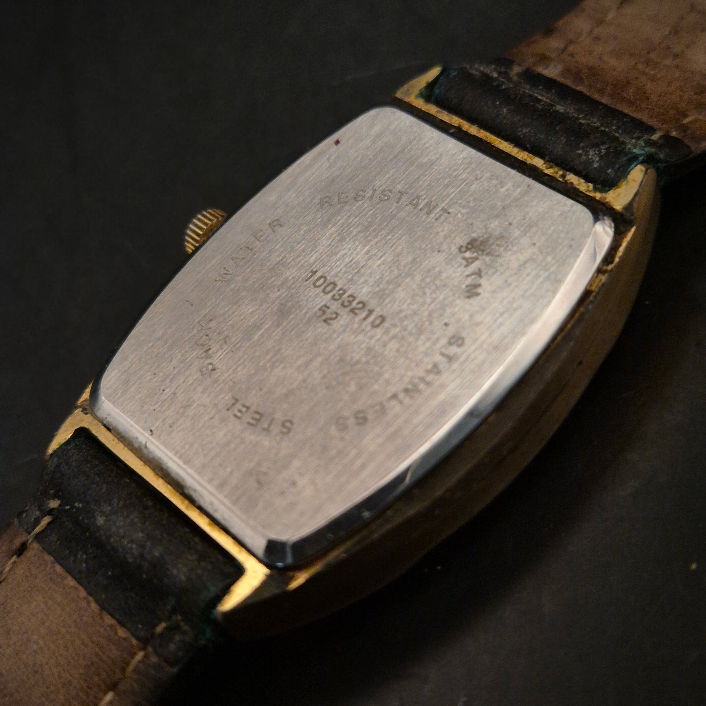 Vintage Regent Quartz Armbanduhr, Goldfarben, Datum, Lederband - Bild 4
