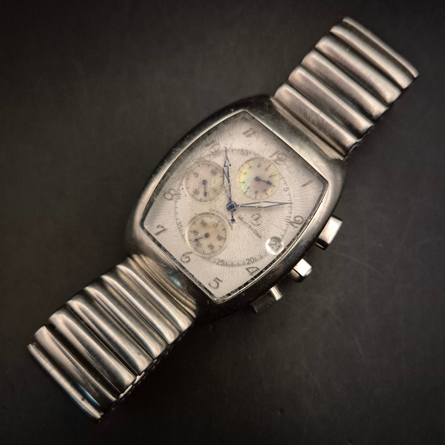 Vintage Galatea Herren Chronograph Quarzuhr mit besonderem Glas