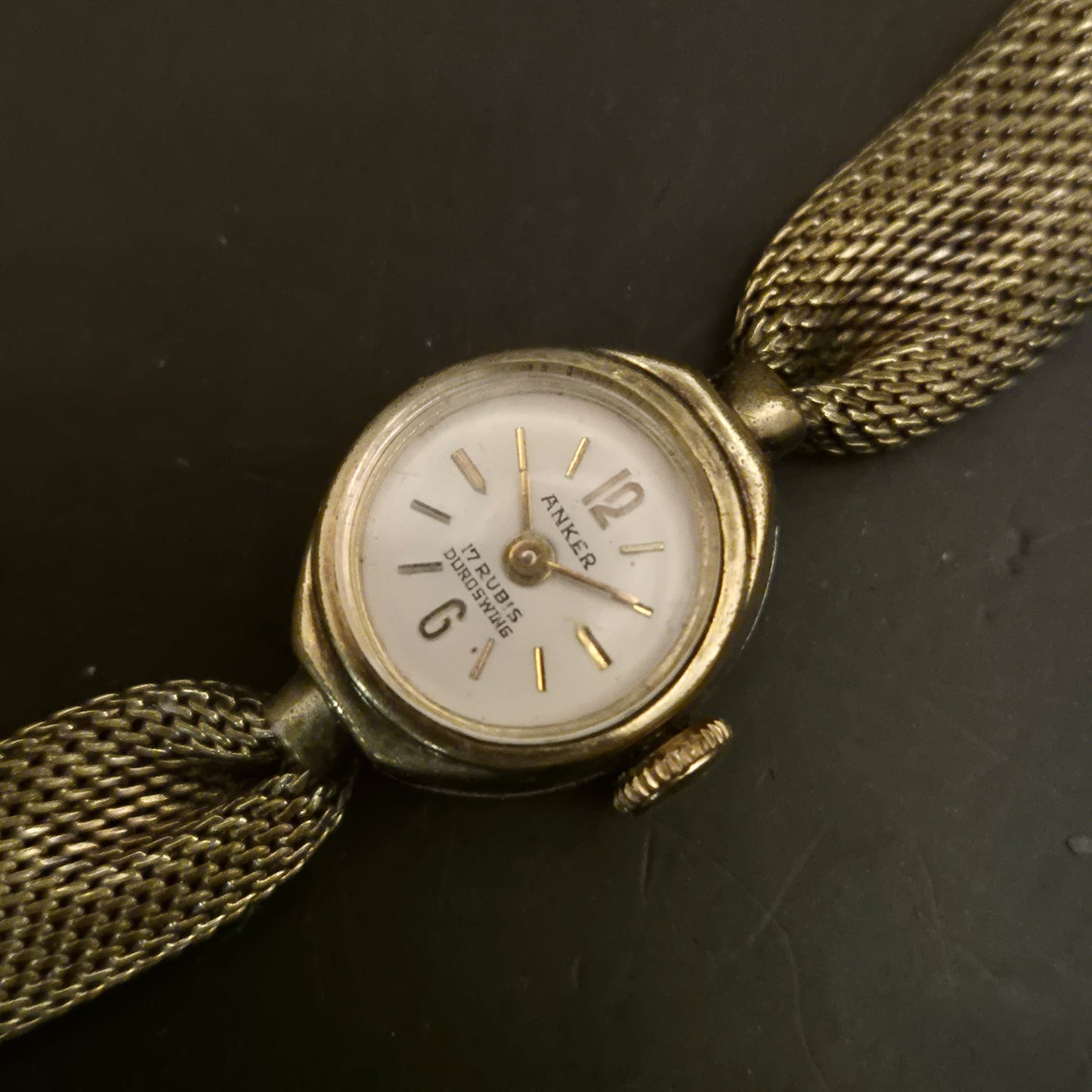 Vintage Anker Damen Armbanduhr, 17 Rubis, goldfarben, Armband defekt