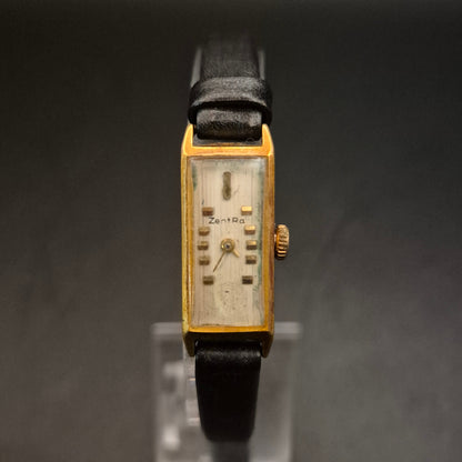 Vintage ZentRa Damenuhr, goldfarben, rechteckig - DEFEKT