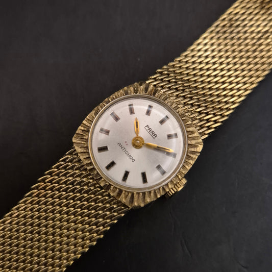 Vintage Damen Armbanduhr PARA, goldfarben, Meshband defekt