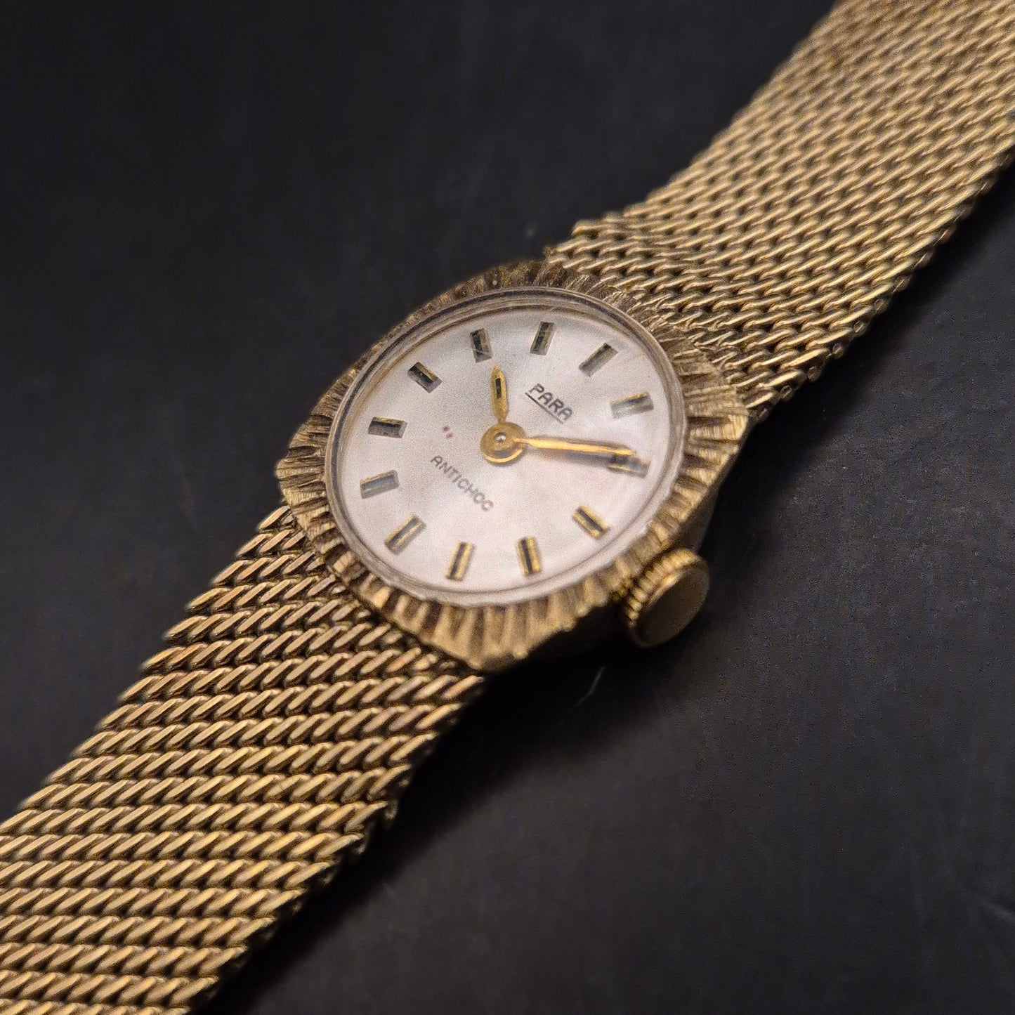 Vintage Damen Armbanduhr PARA, goldfarben, Meshband defekt - Bild 2