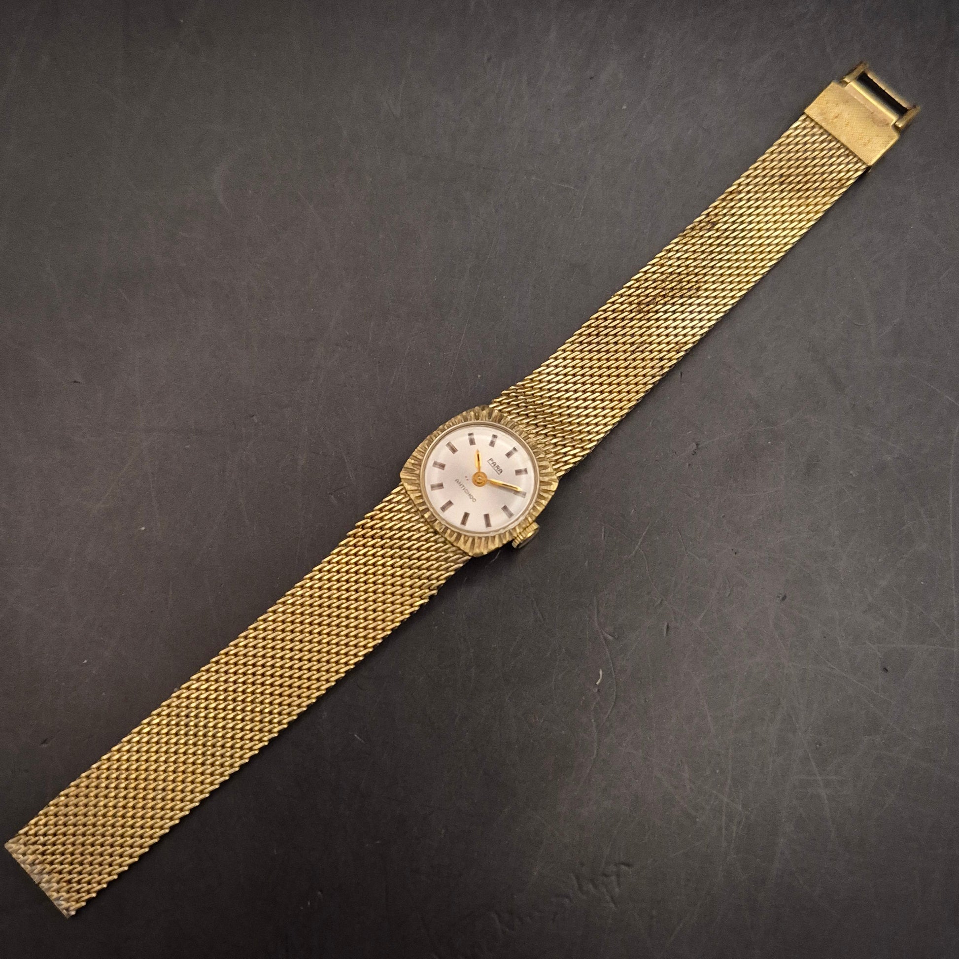 Vintage Damen Armbanduhr PARA, goldfarben, Meshband defekt - Bild 3