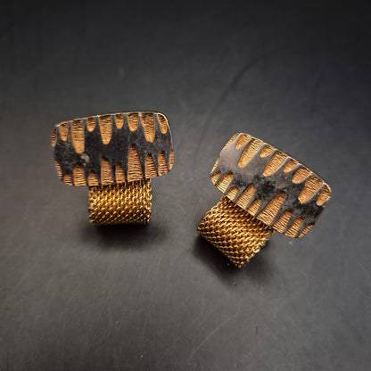 Vintage Manschettenknöpfe Gold & Silber | Elegantes Mesh-Design