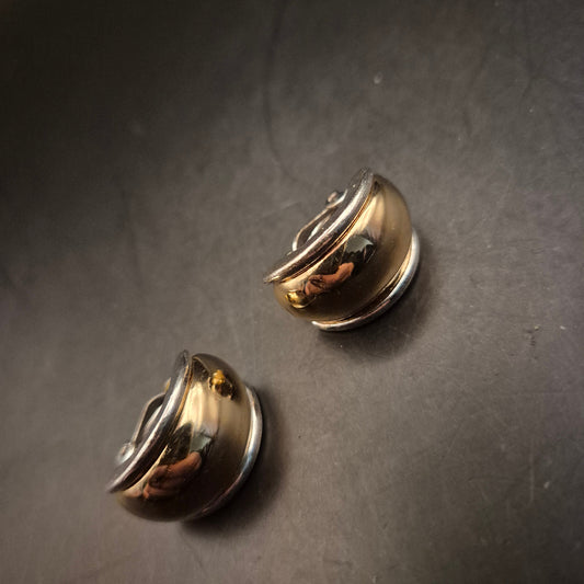 Vintage Clip-Ohrringe gold-silberfarben | Eleganter Damenschmuck