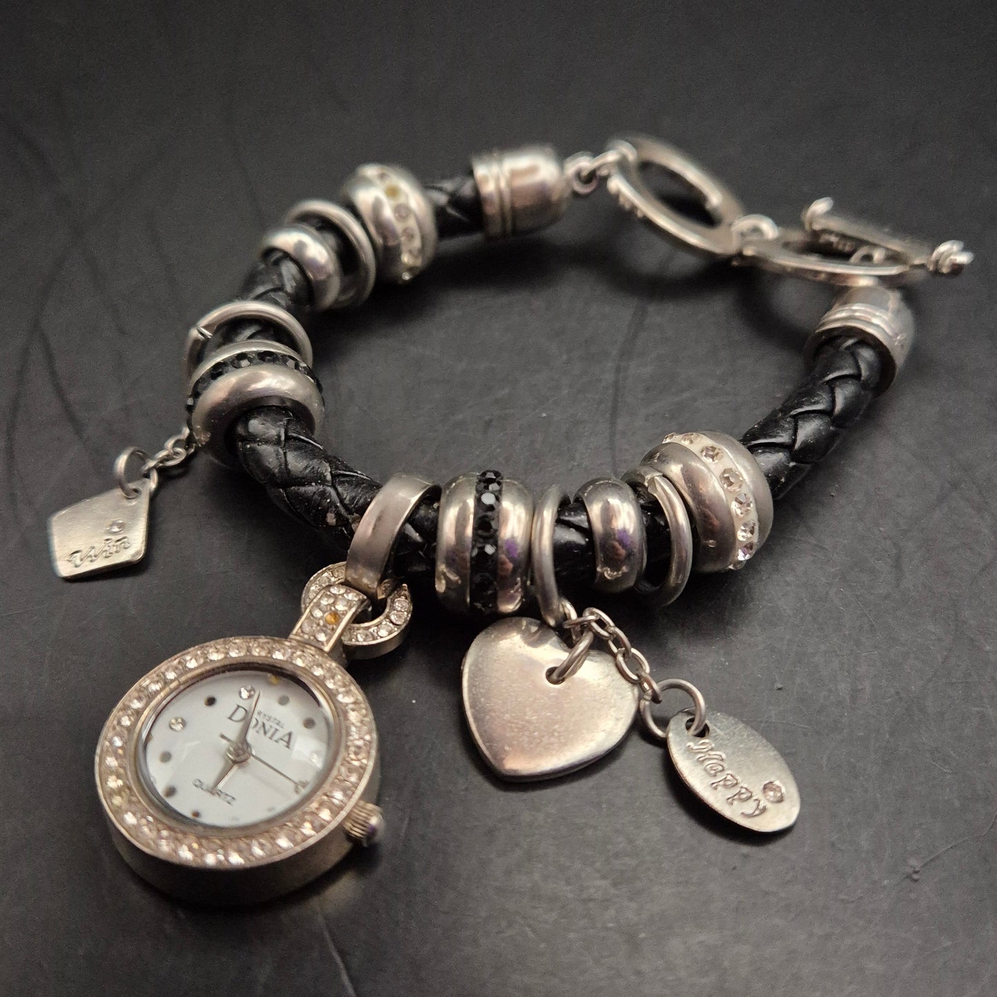 Vintage Damen Charm Armbanduhr mit geflochtenem Lederband - Bild 2