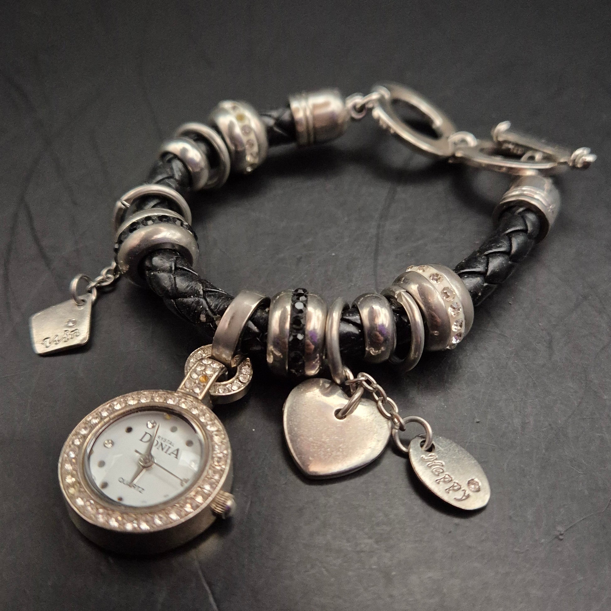 Vintage Damen Charm Armbanduhr mit geflochtenem Lederband - Bild 2