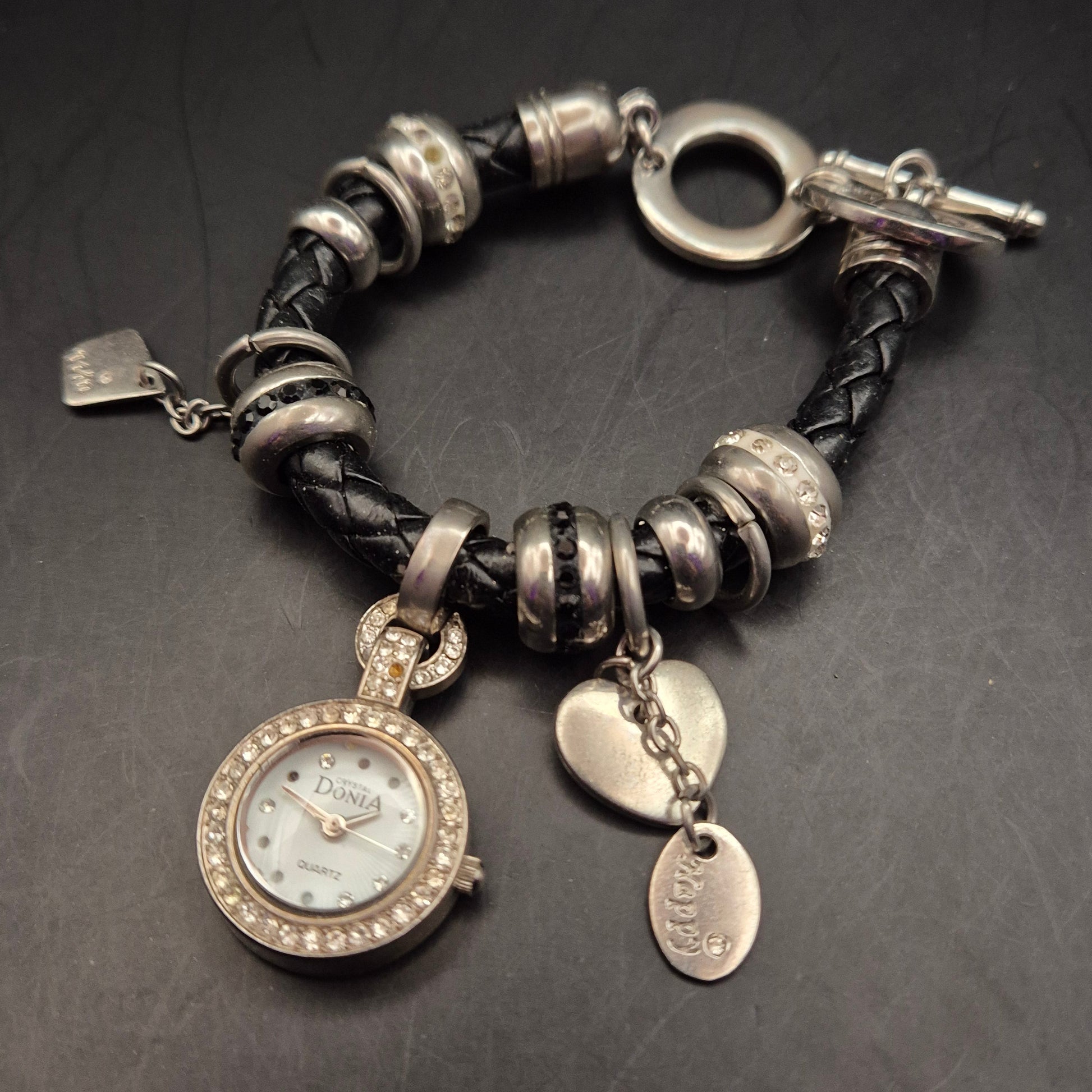 Vintage Damen Charm Armbanduhr mit geflochtenem Lederband - Bild 4