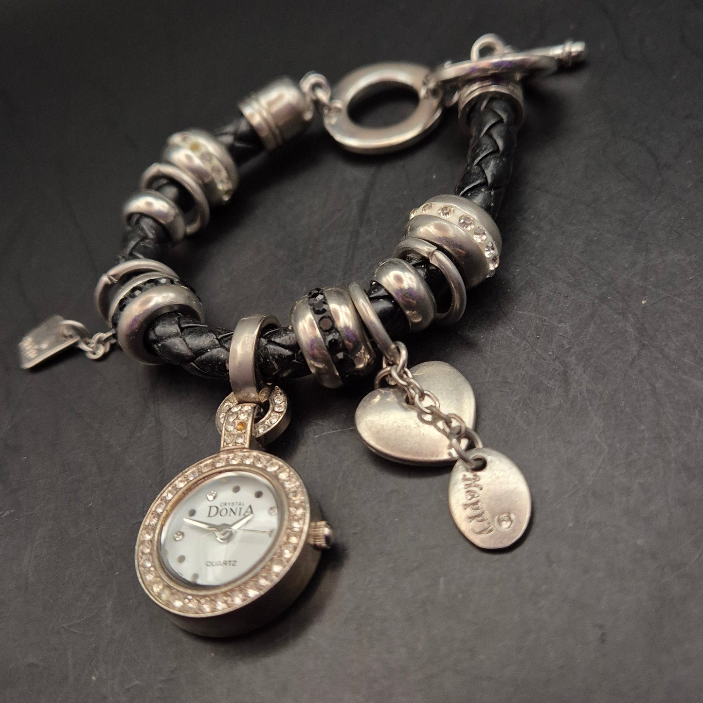 Vintage Damen Charm Armbanduhr mit geflochtenem Lederband - Bild 5