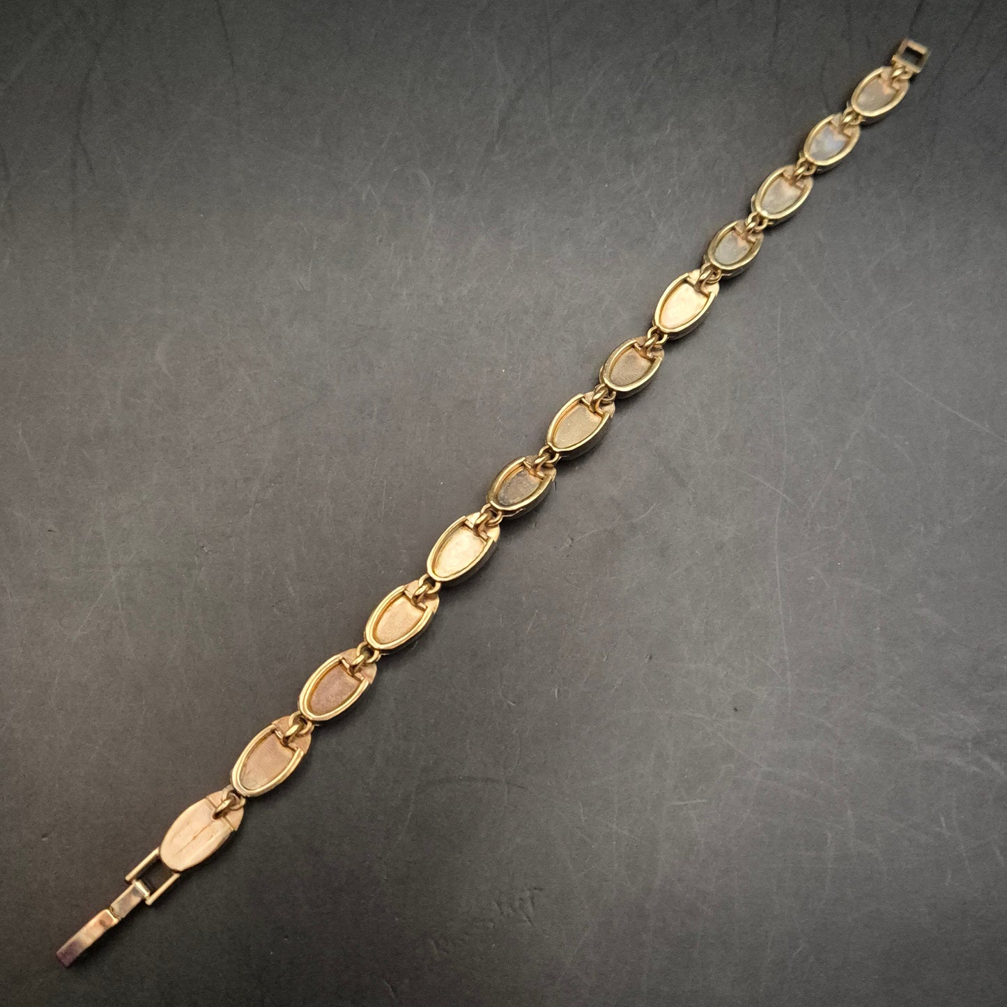 Vintage Gliederarmband mit Perlmutt-Effekt, goldfarben - Bild 3