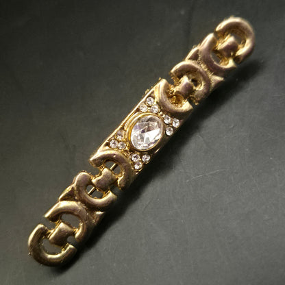 Elegante Vintage Brosche Goldfarben mit funkelnden Strasssteinen