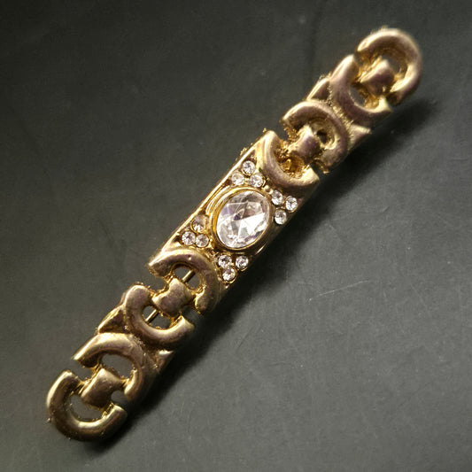 Elegante Vintage Brosche Goldfarben mit funkelnden Strasssteinen