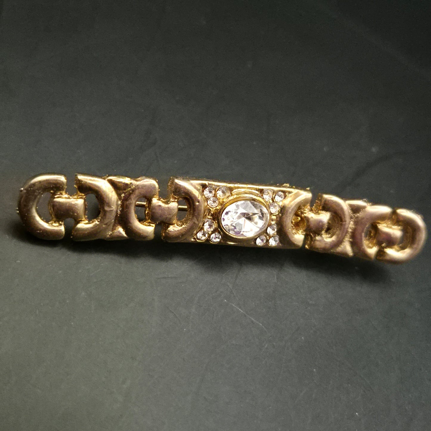 Elegante Vintage Brosche Goldfarben mit funkelnden Strasssteinen - Bild 3