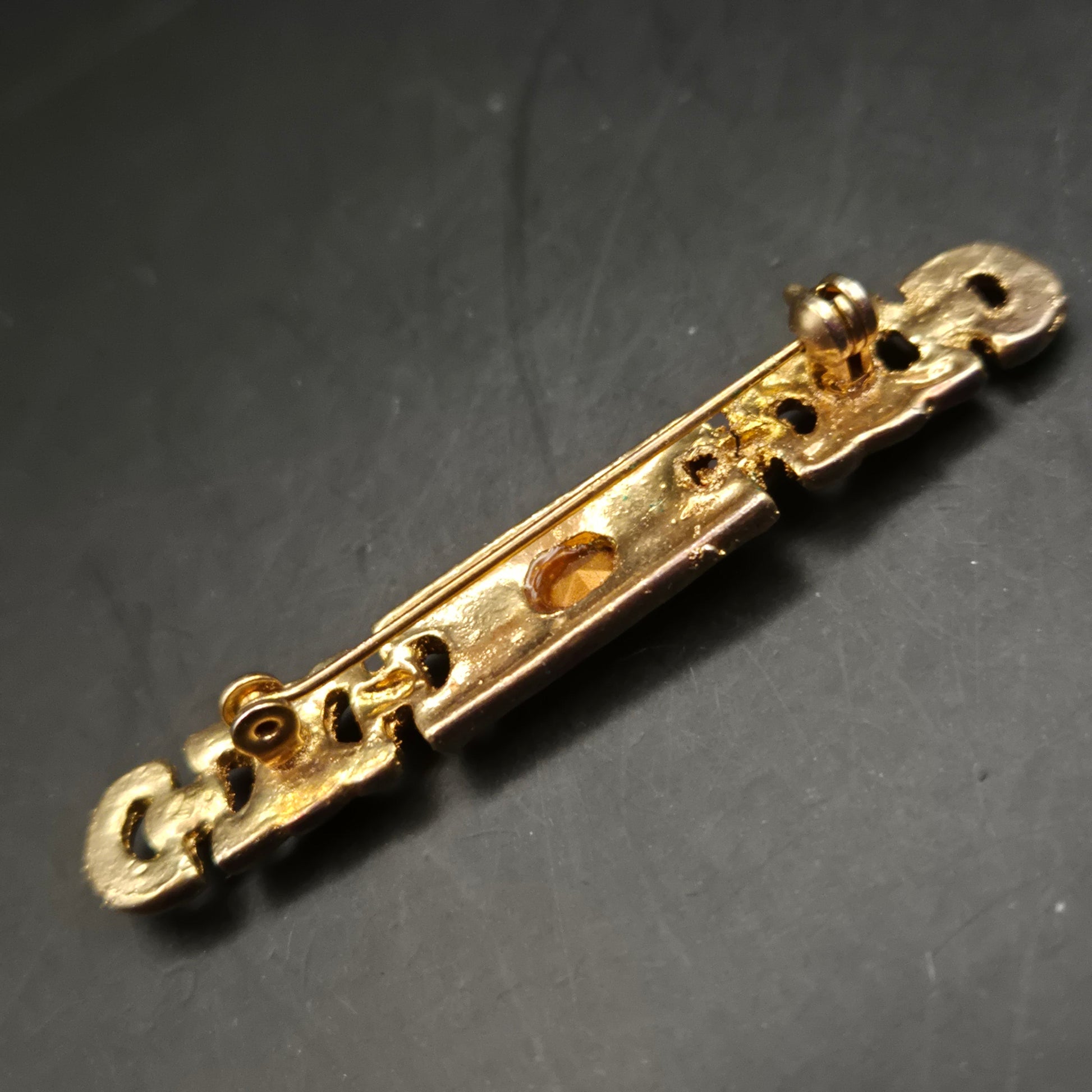 Elegante Vintage Brosche Goldfarben mit funkelnden Strasssteinen - Bild 4