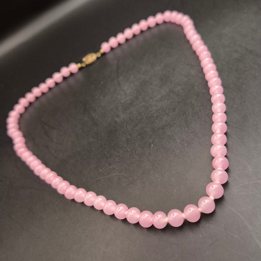 Elegante Vintage Halskette mit rosafarbenen Glasperlen