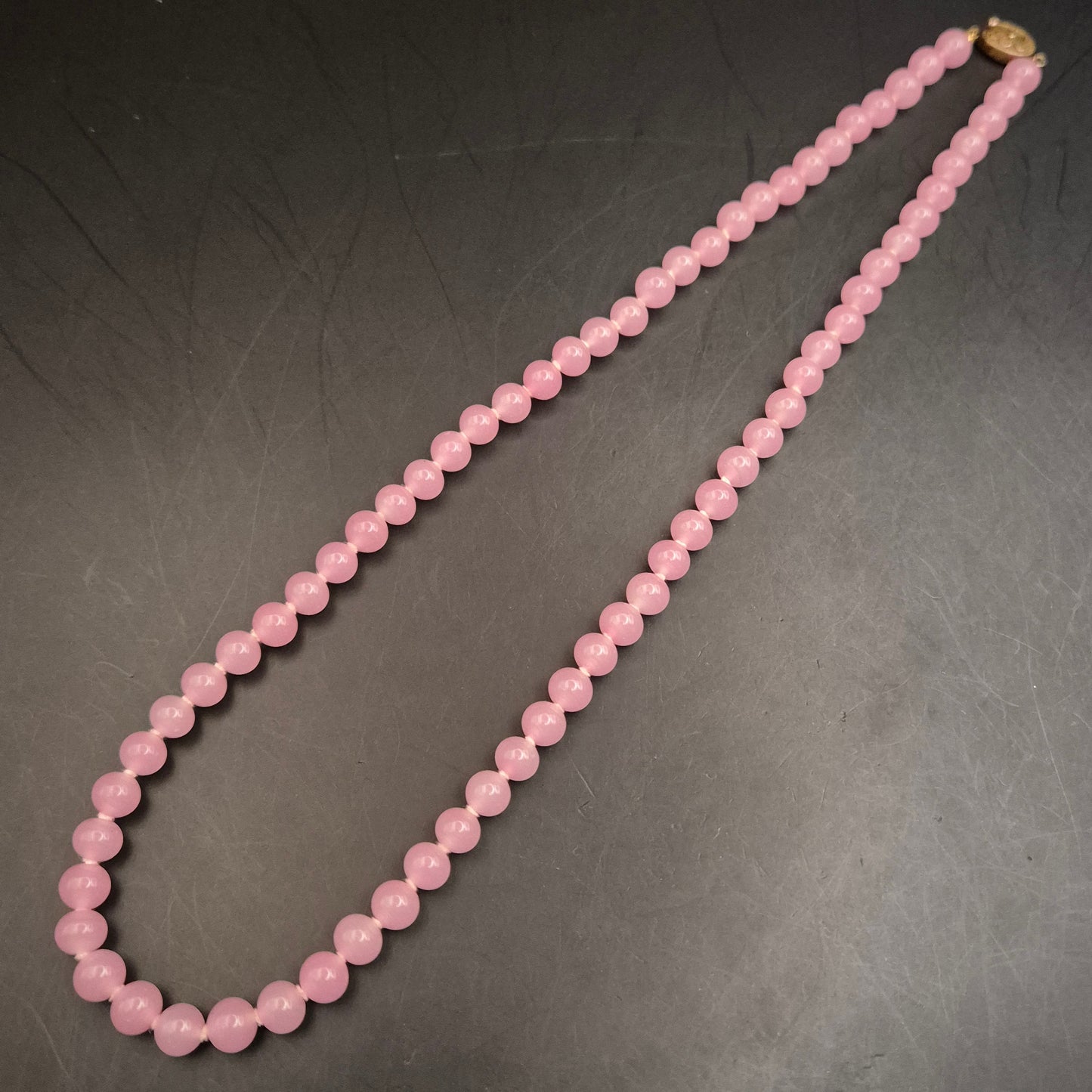 Elegante Vintage Halskette mit rosafarbenen Glasperlen - Bild 2