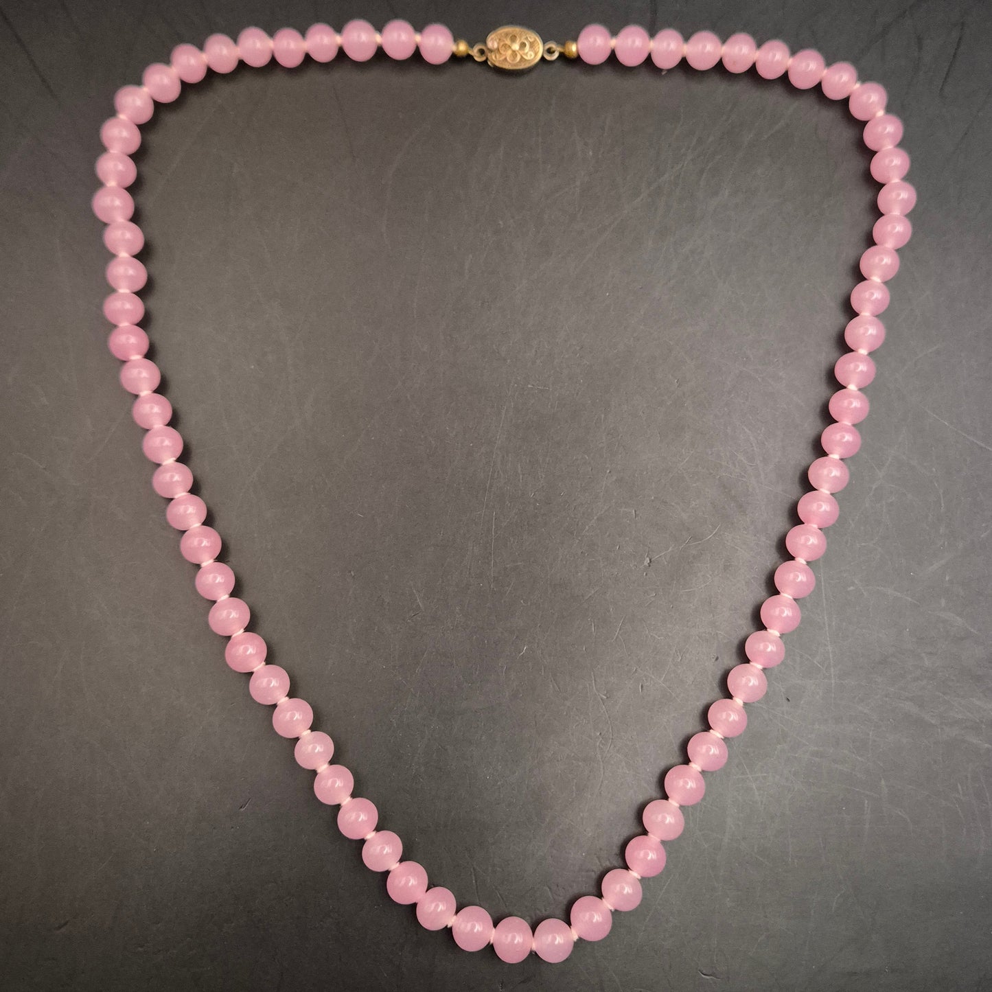 Elegante Vintage Halskette mit rosafarbenen Glasperlen - Bild 3