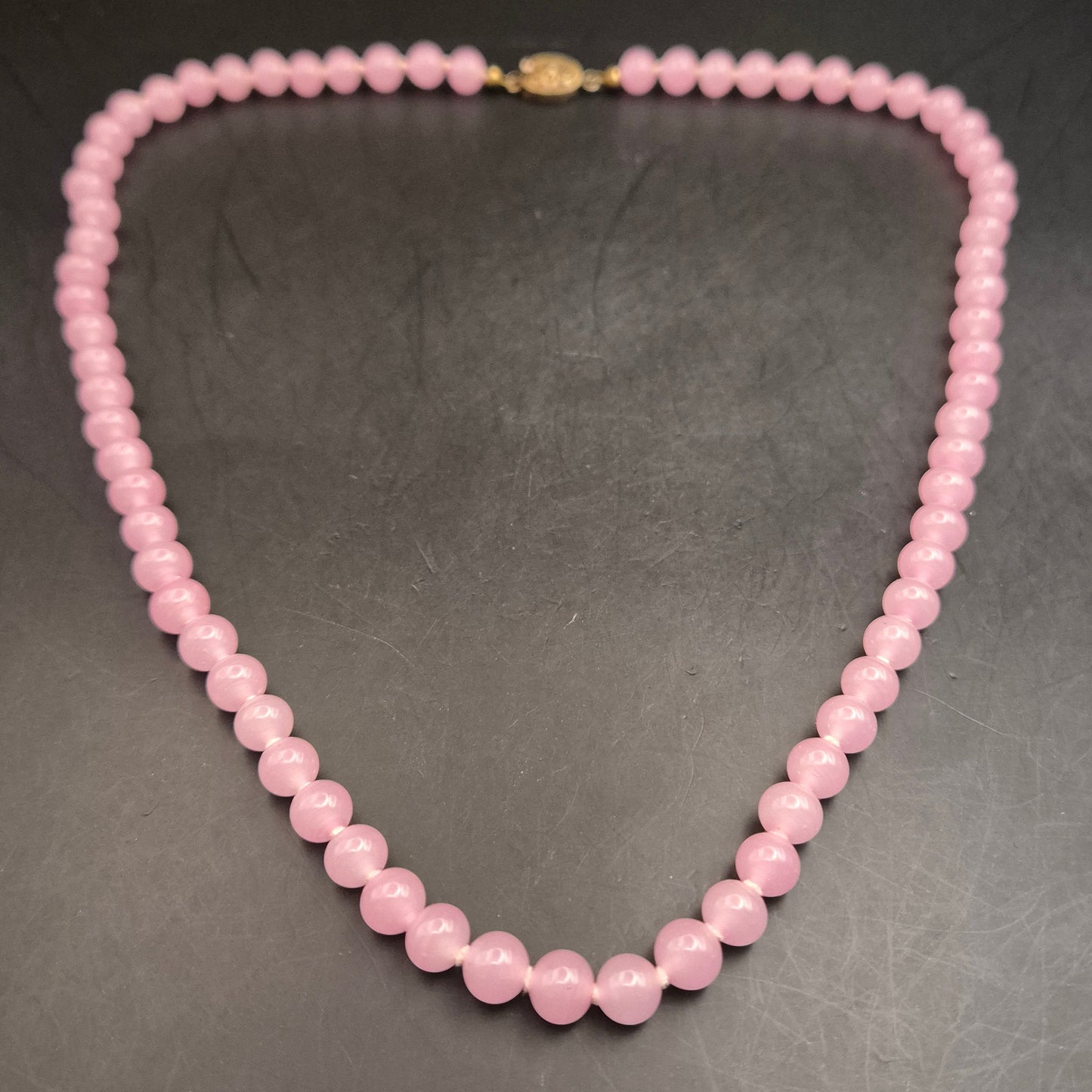 Elegante Vintage Halskette mit rosafarbenen Glasperlen - Bild 4