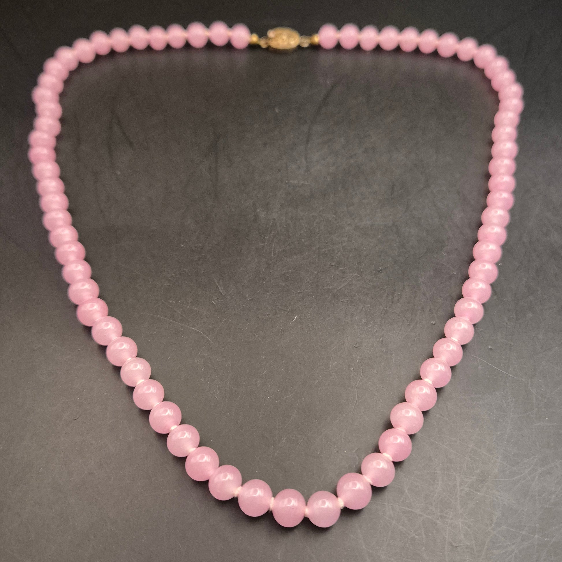 Elegante Vintage Halskette mit rosafarbenen Glasperlen - Bild 4