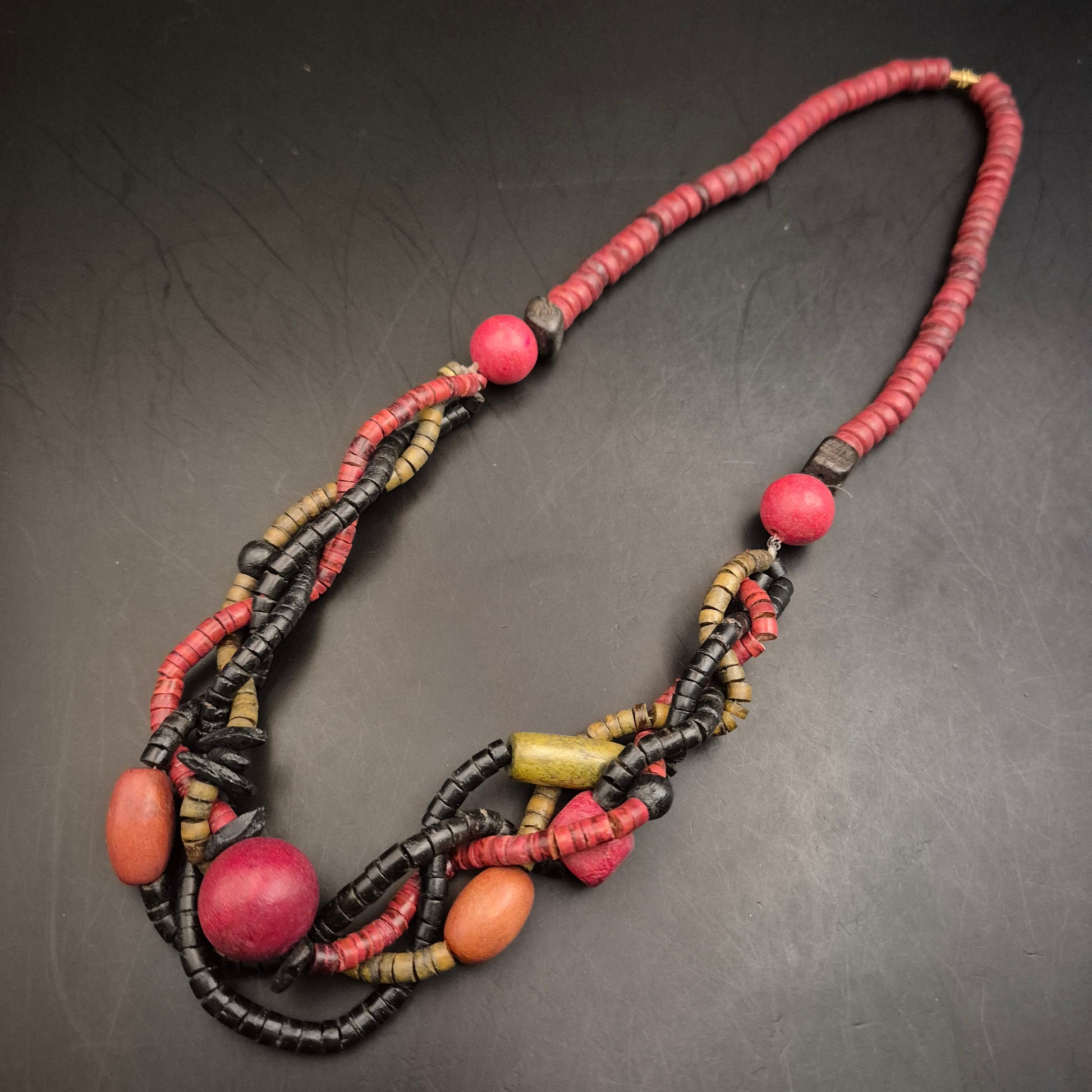 Bunte Statement-Halskette aus Holzperlen - Einzigartiger Vintage-Stil - Bild 2