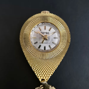 Elegante RAMBA Vintage Anhängeruhr Goldfarben - Swiss Made Quarz Uhr
