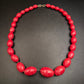 Vintage Halskette mit roten Kunstharzperlen, marmoriert - Bild 3