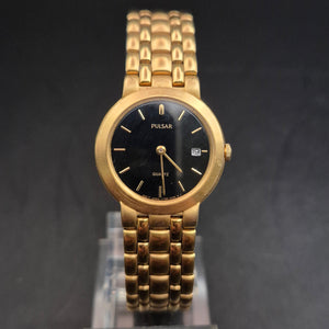 Vintage Pulsar Quarz Uhr Herren goldfarben mit Datum - Klassisch elegant