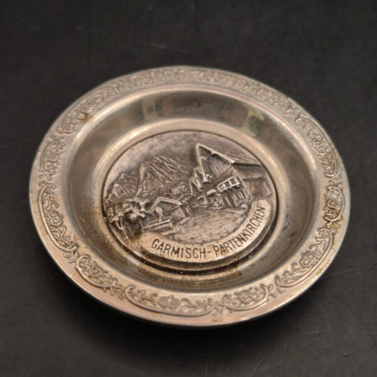 Vintage Souvenir Teller Garmisch-Partenkirchen, Metall