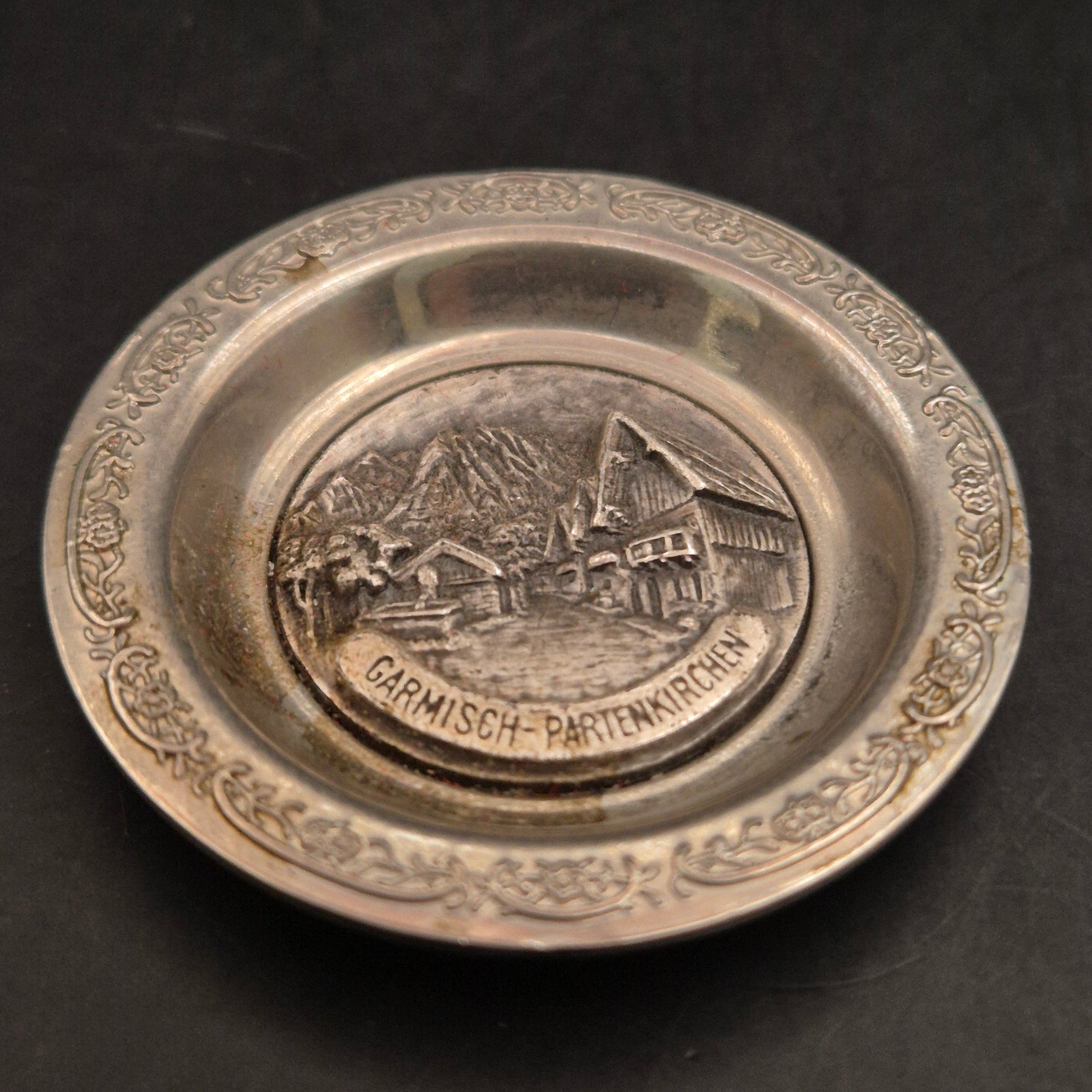Vintage Souvenir Teller Garmisch-Partenkirchen, Metall - Bild 3