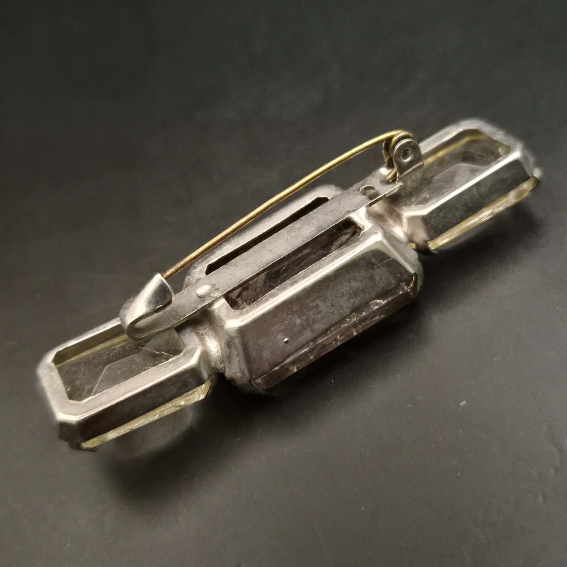 Elegante Vintage Brosche mit Glassteinen in Rosé & Gelb - Bild 4