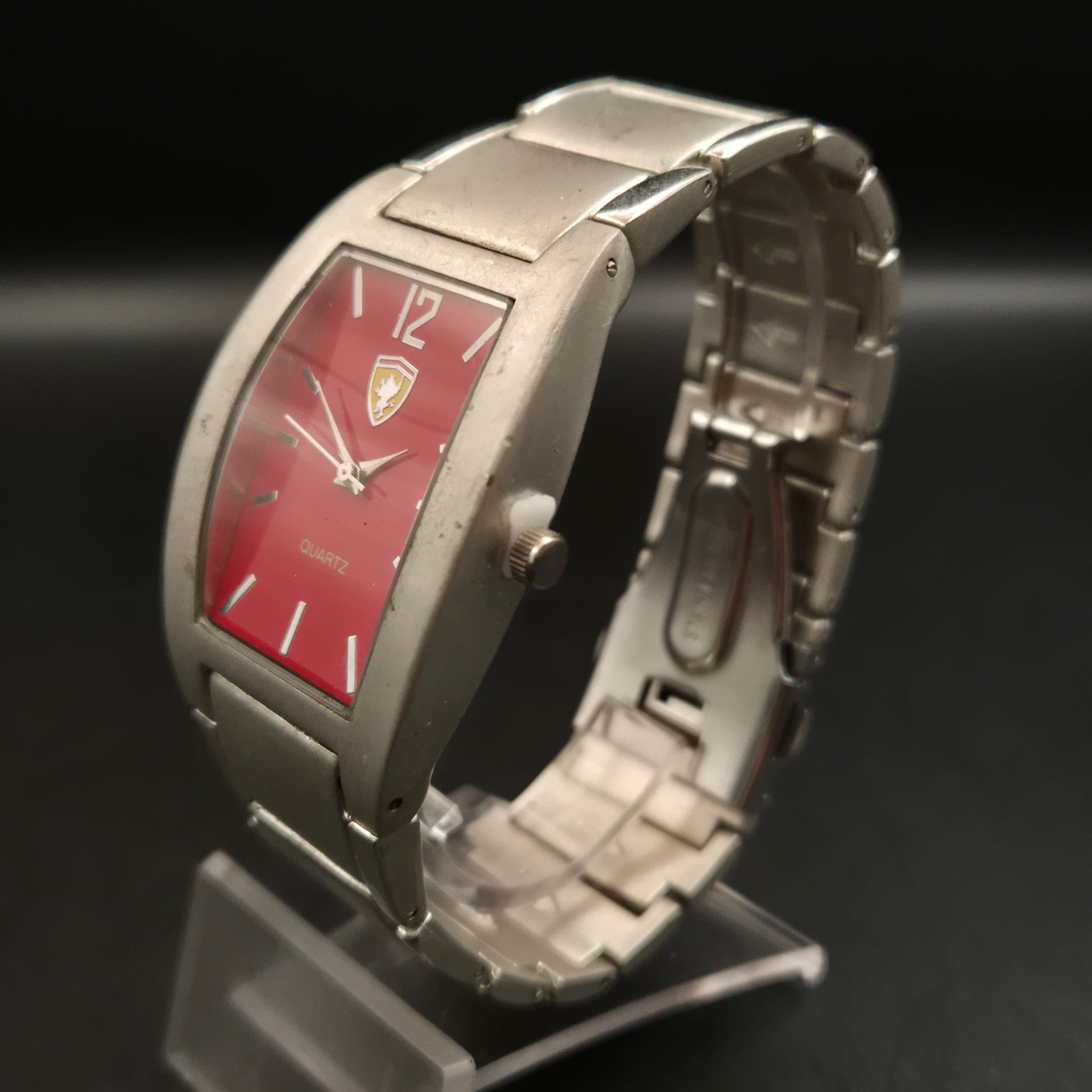 Vintage Quartz Uhr | Markantes rotes Zifferblatt | Metallband - Bild 4