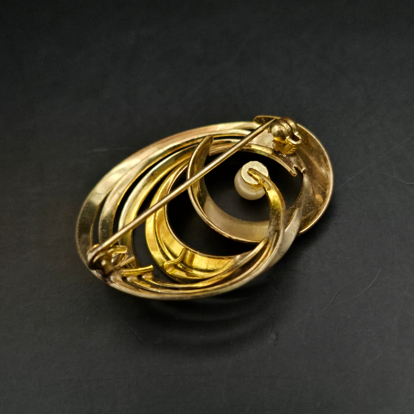Elegante Vintage Brosche Goldfarben mit Perle, Spiral-Design - Bild 4