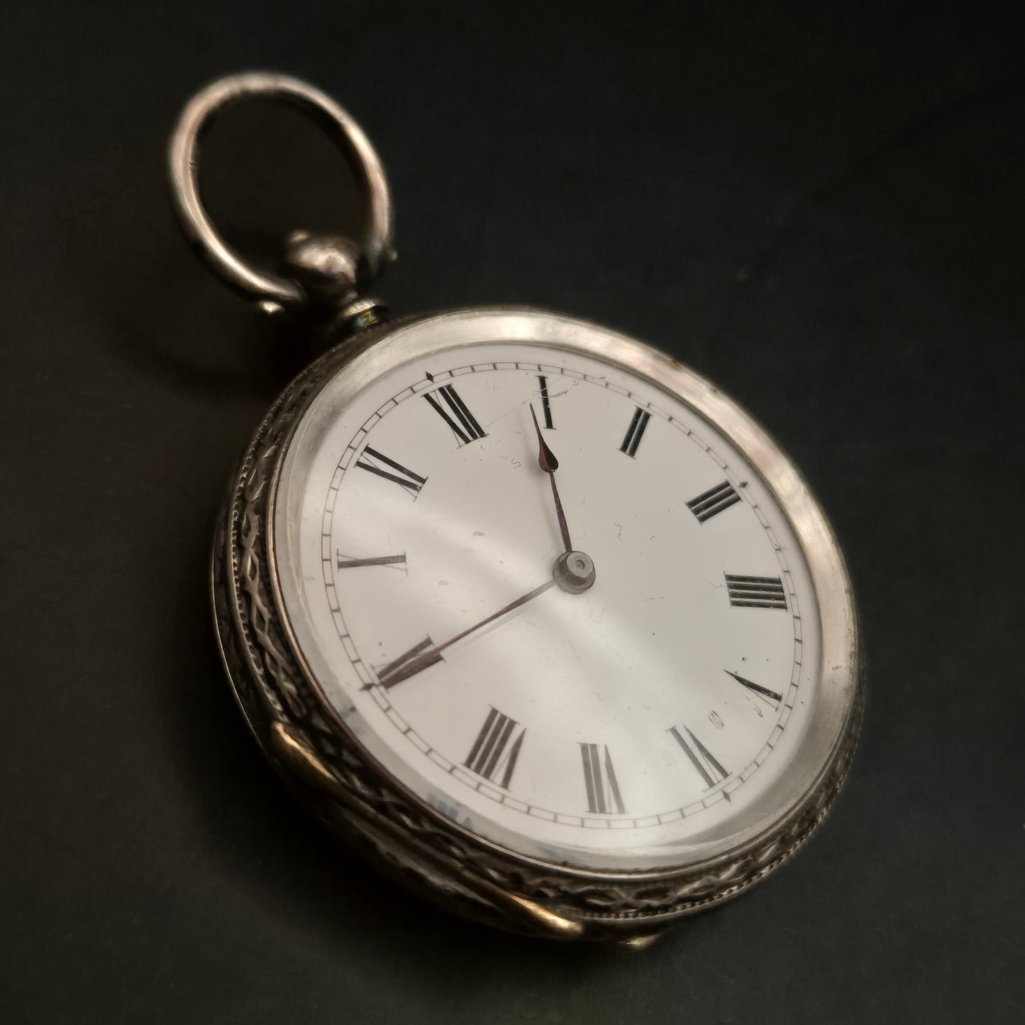 Vintage Taschenuhr Silberfarben mit römischen Ziffern – FES4826 - Bild 5