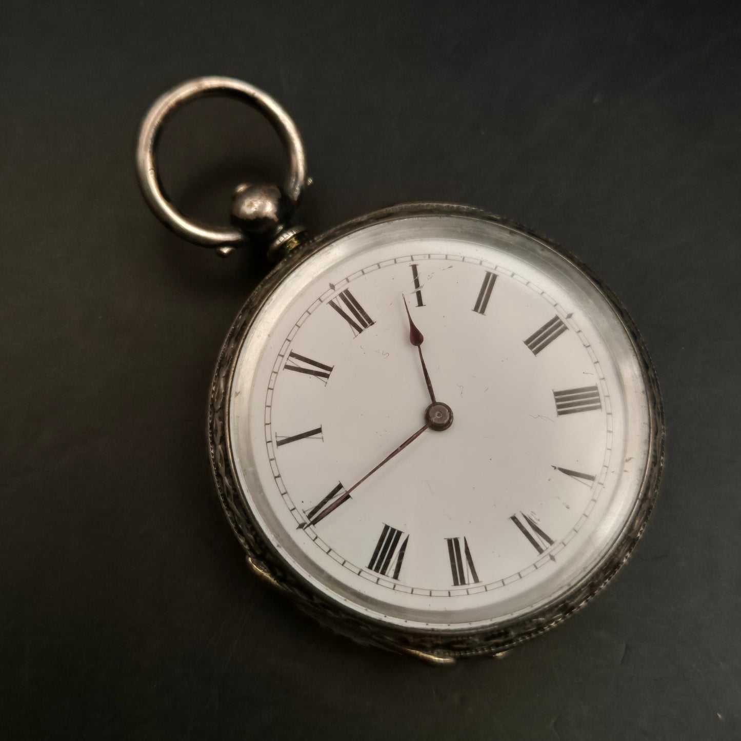 Vintage Taschenuhr Silberfarben mit römischen Ziffern – FES4826 - Bild 6