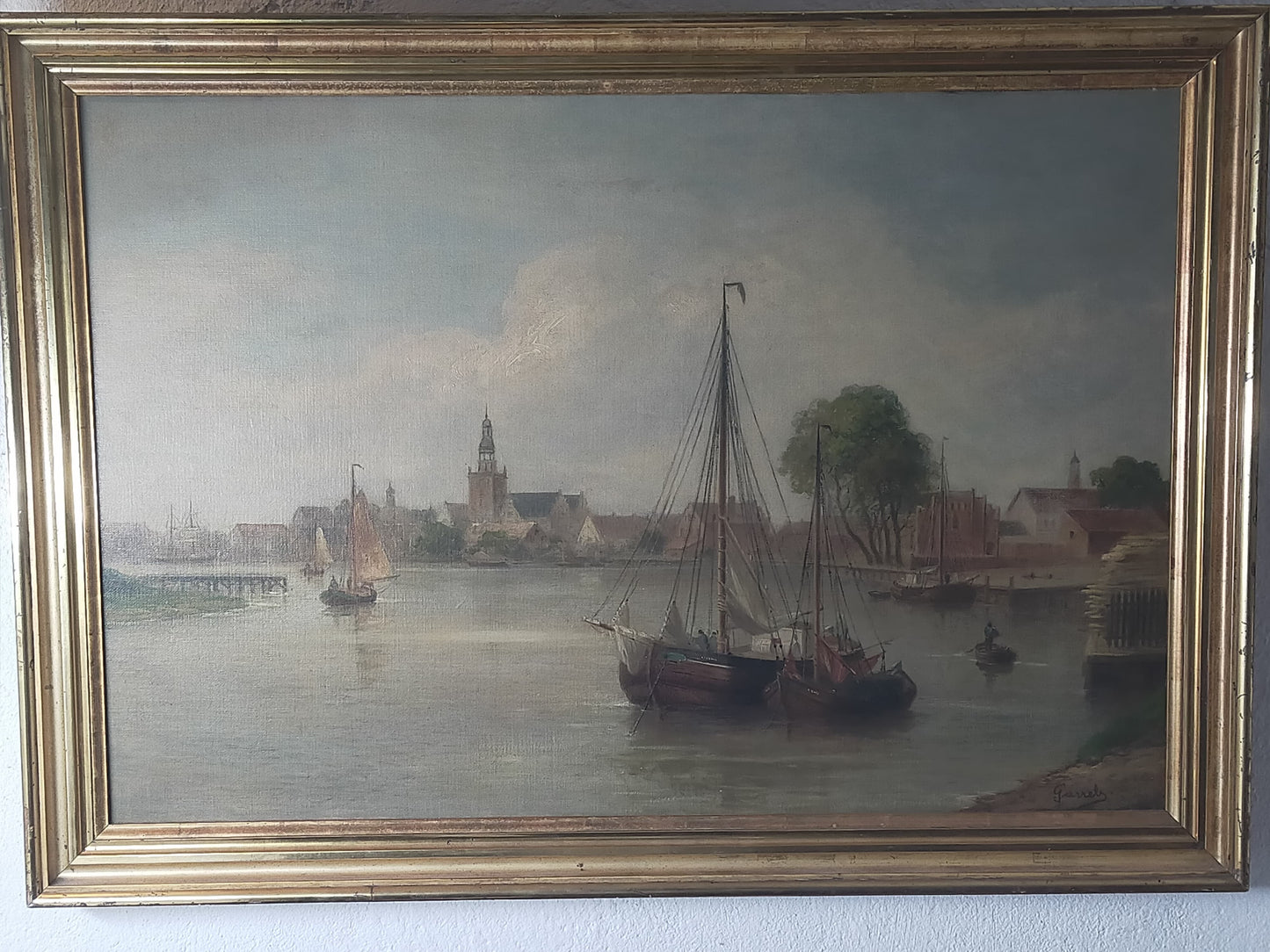 Historische Hafenszene von Rudolf Garrels 1675–1750 Authentische Signatur
