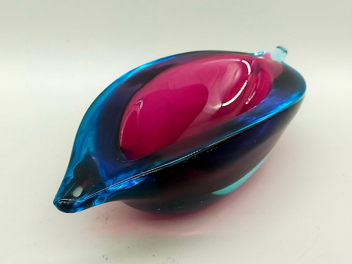 Edles Murano Glas Objekt Blau Pink – Handgefertigte Design Skulptur