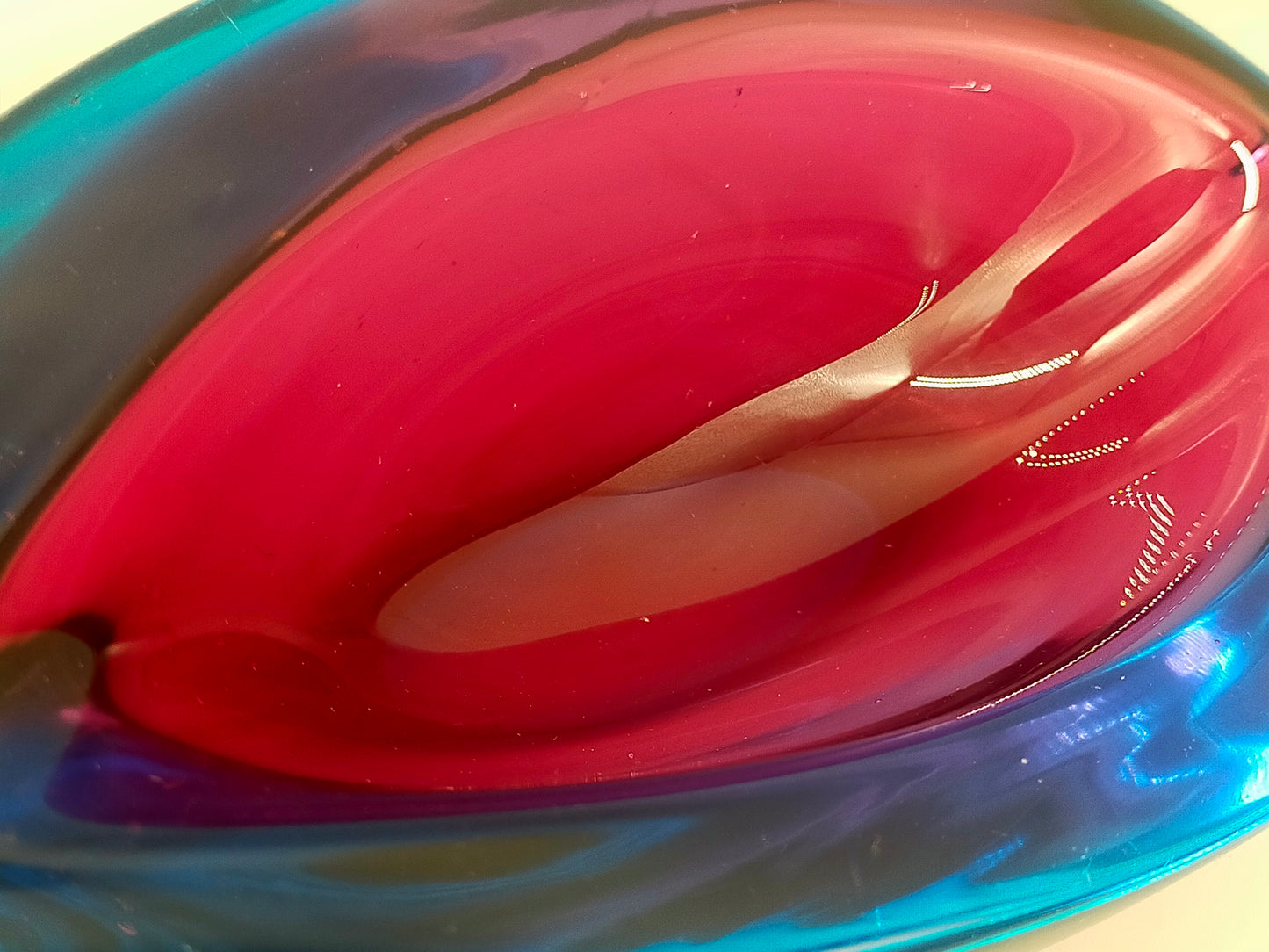 Edles Murano Glas Objekt Blau Pink – Handgefertigte Design Skulptur