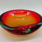 Vintage Murano Glas Aschenbecher Rot Orange Grün