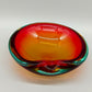 Vintage Murano Glas Aschenbecher Rot Orange Grün
