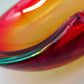 Vintage Murano Glas Aschenbecher Rot Orange Grün