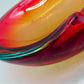 Vintage Murano Glas Aschenbecher Rot Orange Grün