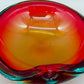 Vintage Murano Glas Aschenbecher Rot Orange Grün