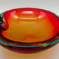 Vintage Murano Glas Aschenbecher Rot Orange Grün