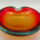 Vintage Murano Glas Aschenbecher Rot Orange Grün
