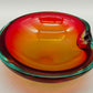Vintage Murano Glas Aschenbecher Rot Orange Grün