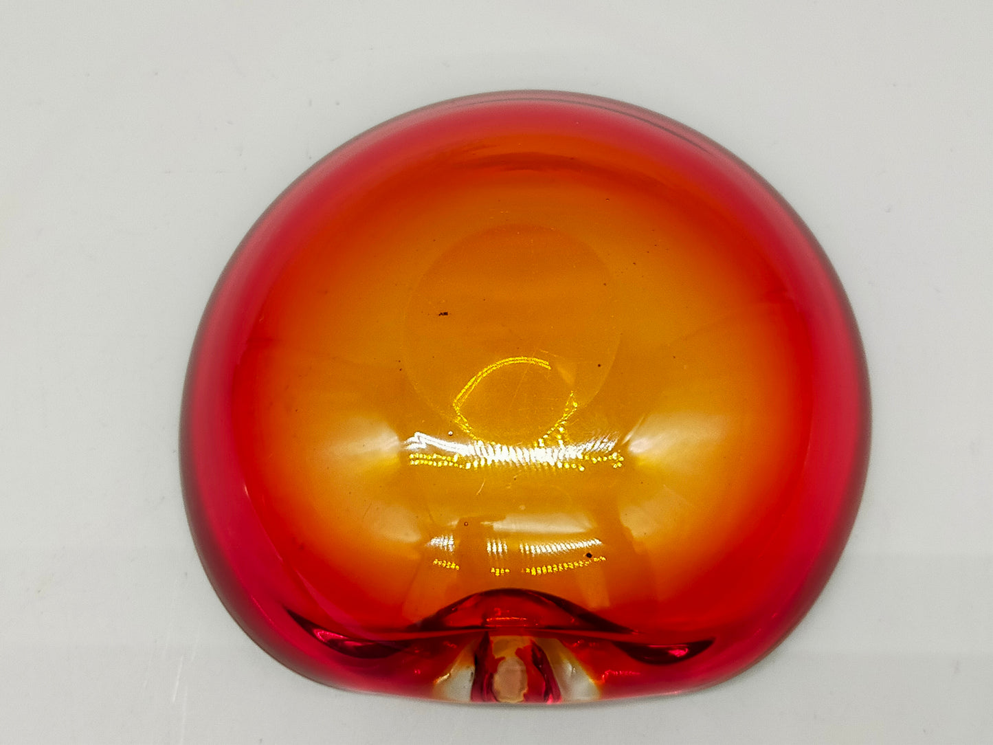 Vintage Murano Glas Aschenbecher Rot Orange Grün