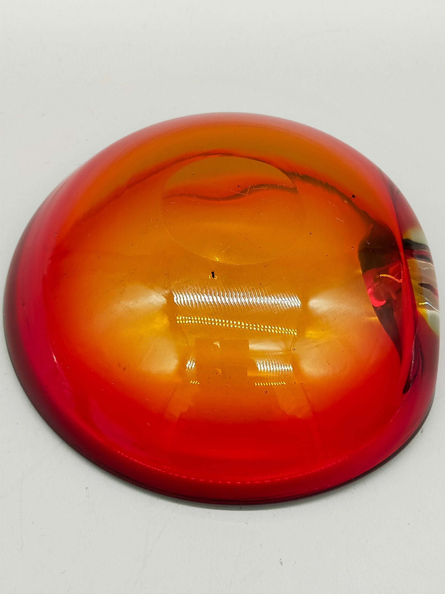 Vintage Murano Glas Aschenbecher Rot Orange Grün
