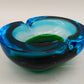 Vintage Murano Glas Aschenbecher Blau Grün – Massiv & Dekorativ